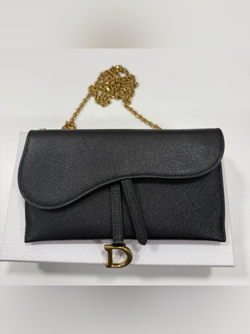 Dior Black Crossbody Bag with Gold Chain and 'D' Charm